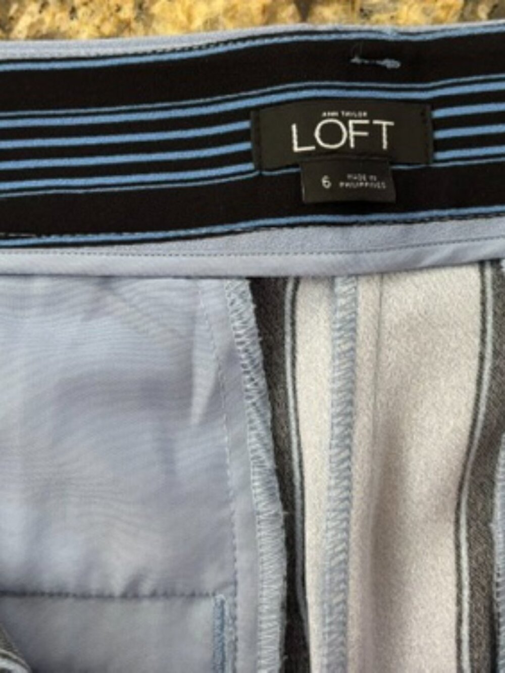 Ann Taylor Loft Blue and Black striped Wide Leg Pants with Belt Size 6 - Picture 4 of 10